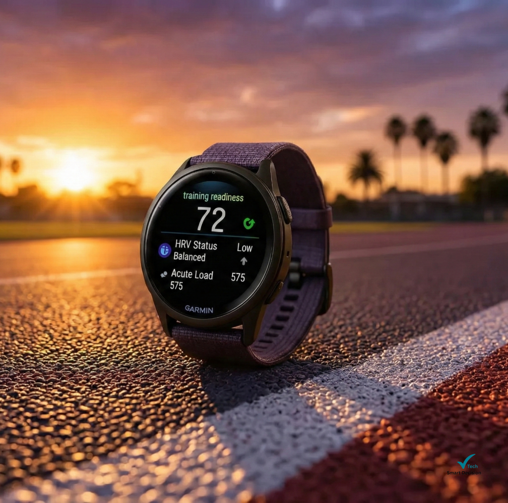 Garmin Forerunner 265 em cenário de pista de atletismo; Smartwatches com melhor custo-benefício em 2026.