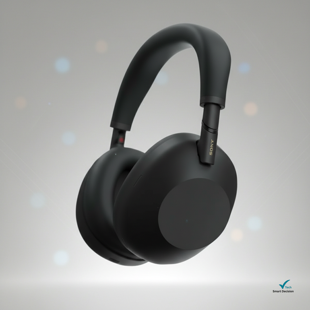 Sony WH-1000XM6 em fundo abstrato; Melhores Fones Bluetooth Over-Ear.