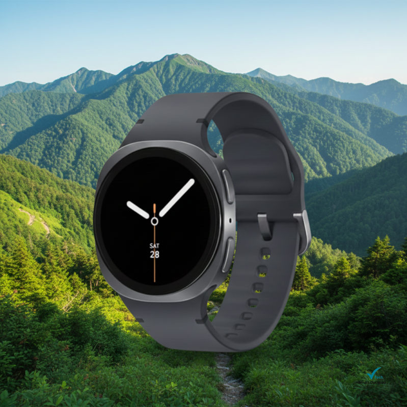 Galaxy Watch 8 em cenário de montanha; Smartwatches com melhor custo-benefício em 2026.
